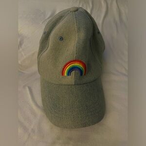 Rainbow emblem light wash baseball cap
